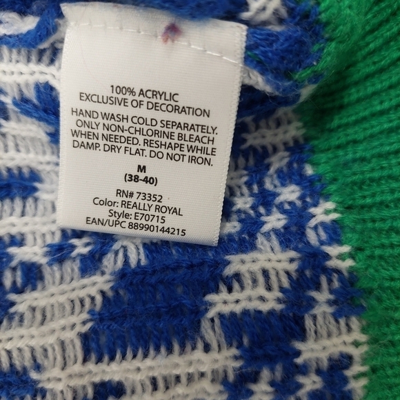 JOLLY SWEATERS Men's Ugly Christmas Sweater Size M Santa Pouch Pocket for‎ Drink - Picture 8 of 8